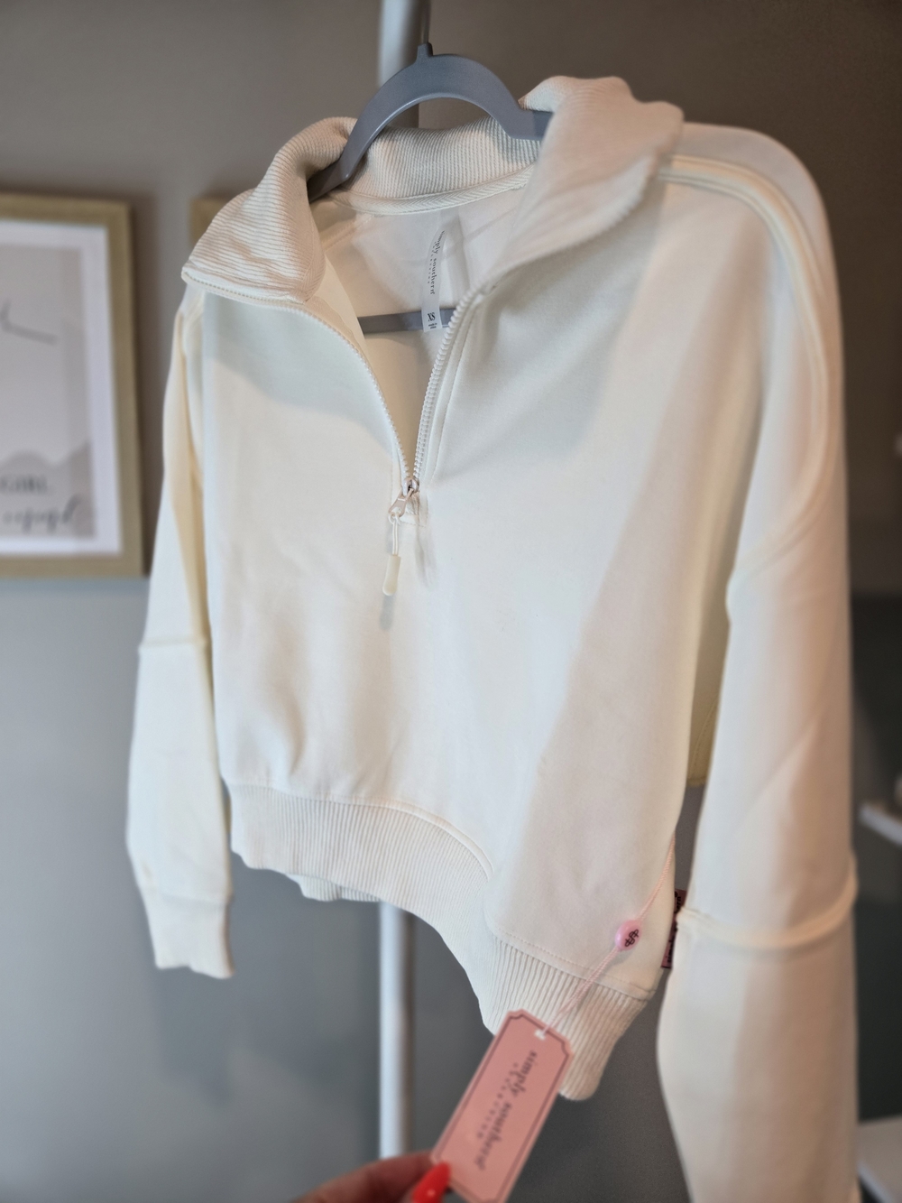 Simply Southern Cream Half-Zip Pullover Sweatshirt